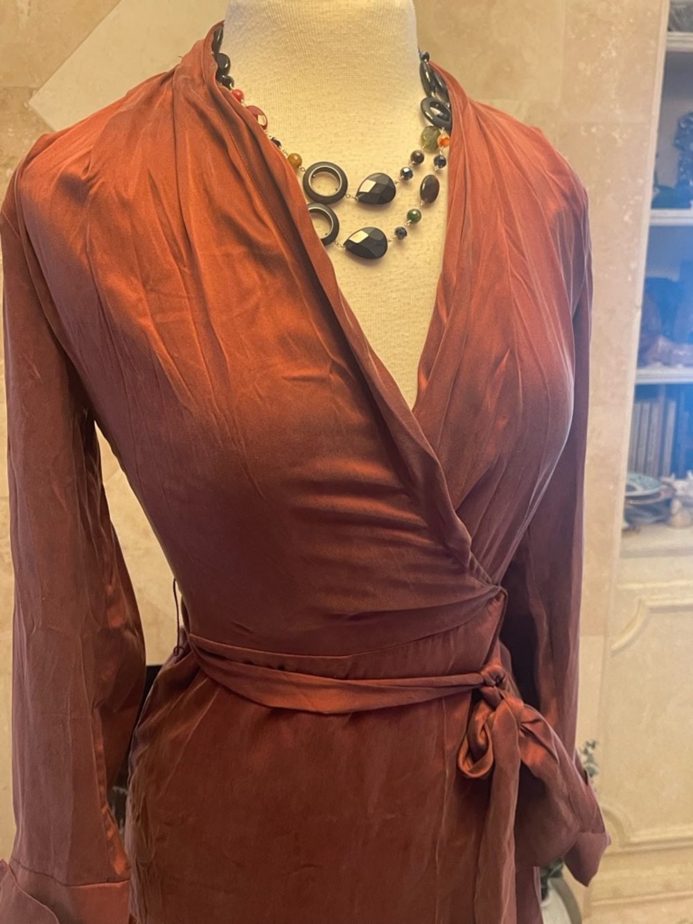 Reiss Designer 100% Silk Robe SMALL Coquette Maxi Long Mulberry Color Luxury - Picture 5 of 11